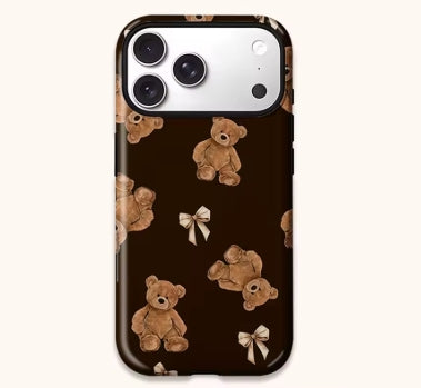 Bow Bear dark chocolate teddy bear and bow phone case
