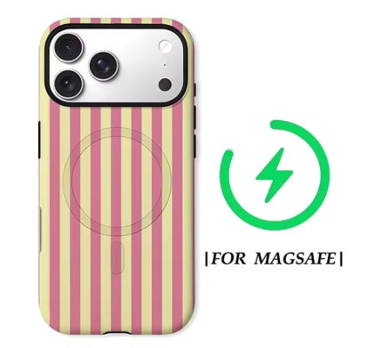 Sugar Stripe MagSafe Case — pink and cream vertical stripes